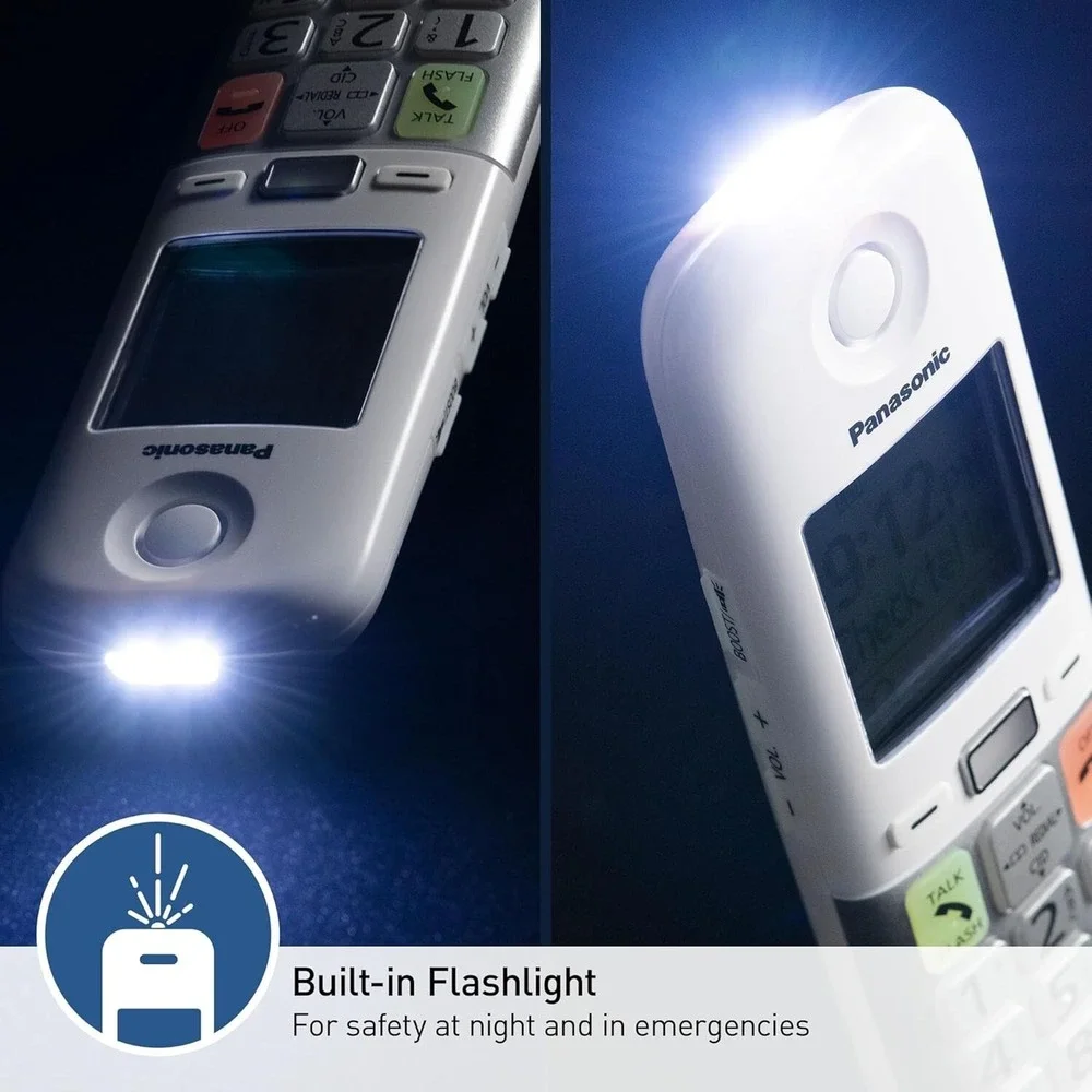 Panasonic Cordless 2 Phone  Large Display & Big Buttons Caller ID‎ KX-TGU432W